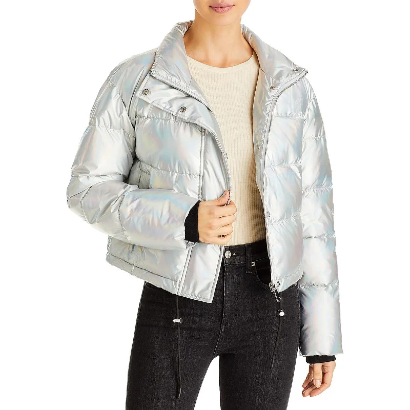 Aqua Womens Lightweight Cropped Puffer Jacket