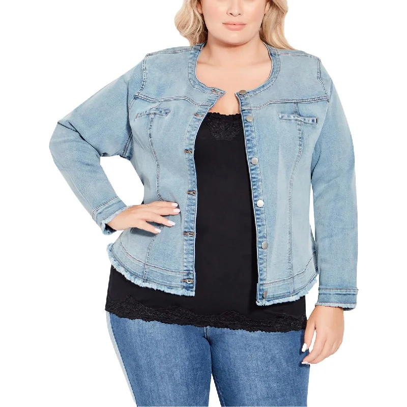 Avenue Womens Plus Deenie Denim Short Denim Jacket