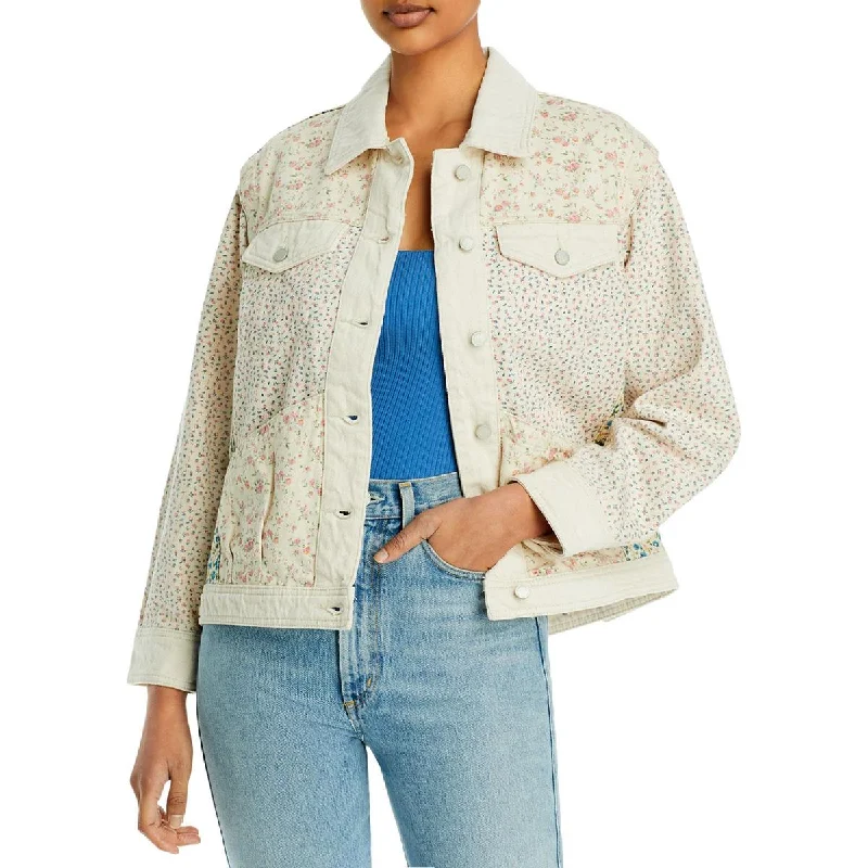 [BLANKNYC] Womens Denim Floral Denim Jacket