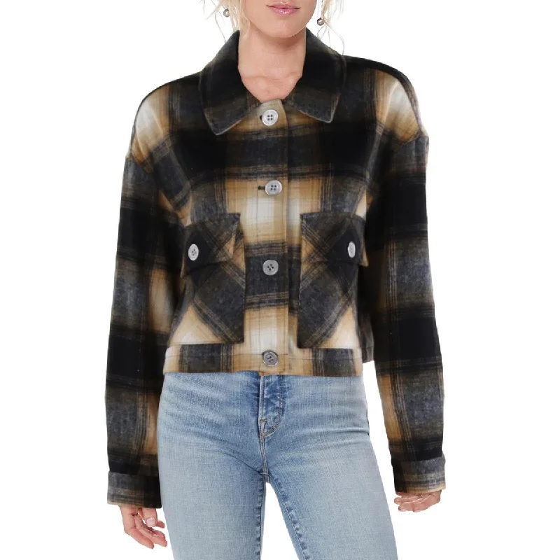 DKNY Jeans Womens Plaid Front Pockets Shirt Jacket