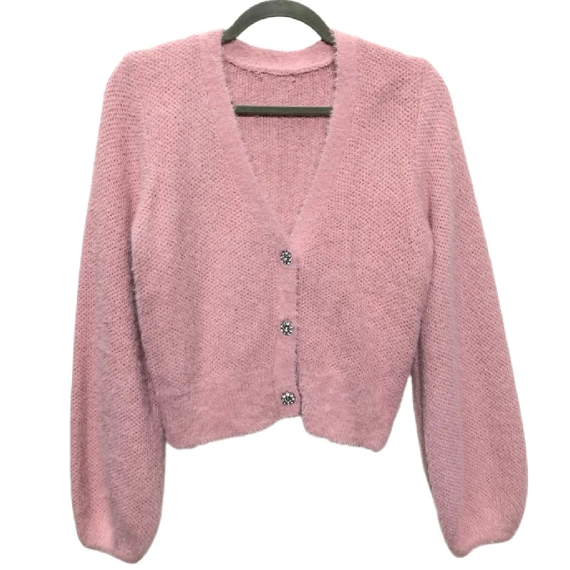 Sweater Cardigan By Cme In Pink, Size: S