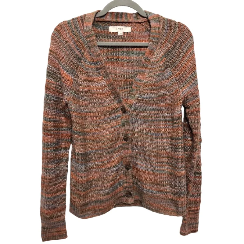 Sweater Cardigan By Loft In Orange, Size: S