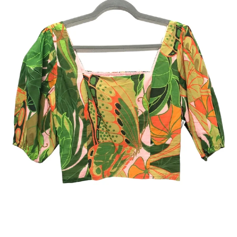 Top 3/4 Sleeve By Julie Brown In Green & Orange, Size: M