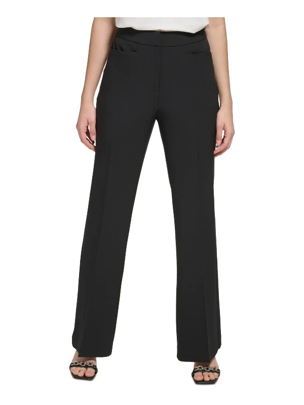 Womens Straight Legs Pockets Trouser Pants