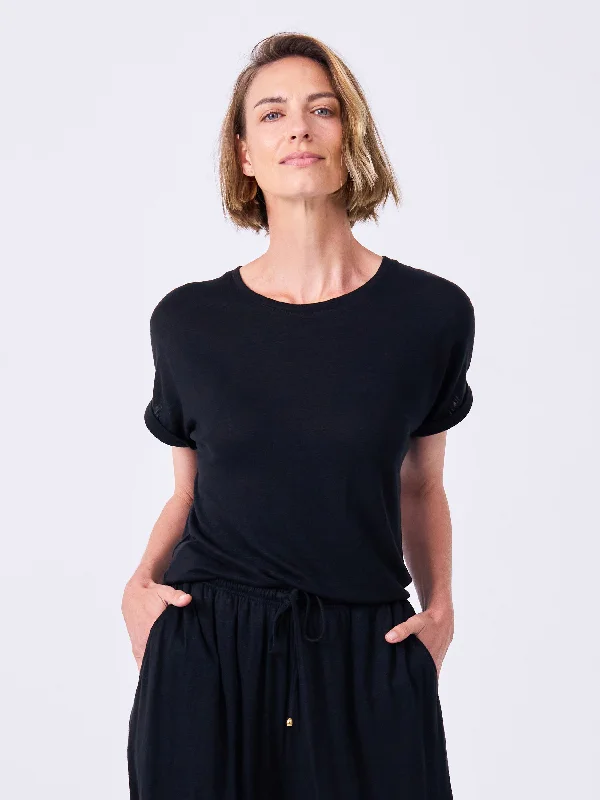 Slub Linen Top - Black