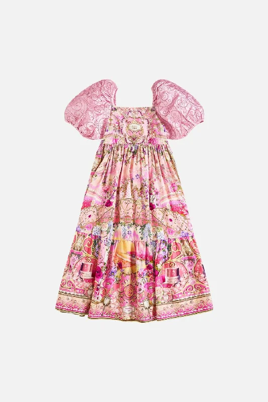 KIDS MIDI DRESS WITH PUFF SLEEVE 12-14 TOTALLY OZMOPOLITAN