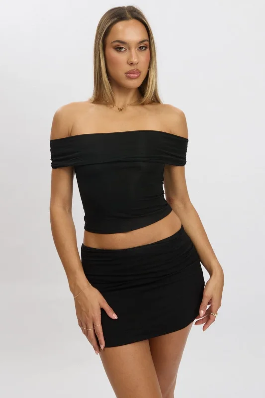 Black Off Shoulder Top Modal