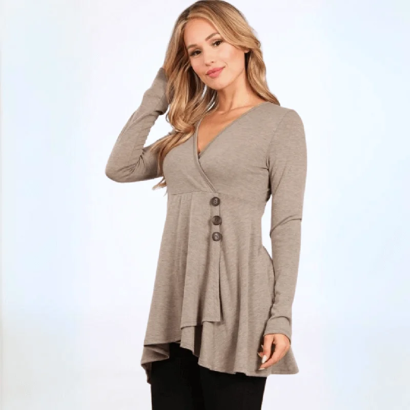 A Feminine Touch V-Neck A-Line Fit Tunic Made in USA