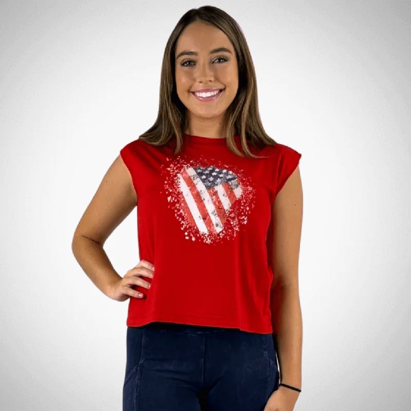 Distressed American Flag Muscle Tee Made in USA