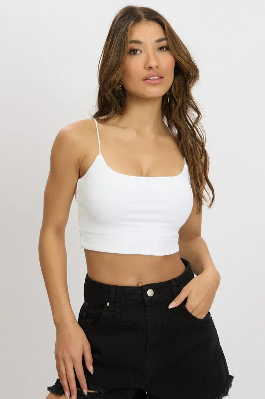 White Cropped Cami Top Supersoft