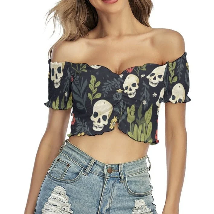 Women's Off-shoulder Crop Short Sleeve Top